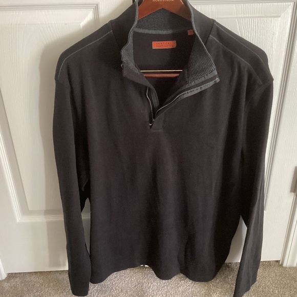 MENS ROBERT COMSTOCK VERTICAL BLACK 1/4 ZIPPER PULLOVER Size Large-Nice - Picture 1 of 8
